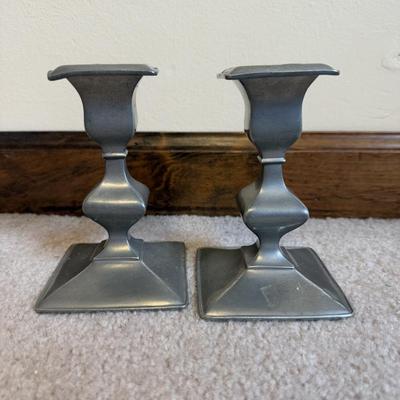 LOT 37B: Collection of Candlesticks & Candles - Williamsburg Stieff Pewter, Baldwin, Brass, Poole Pewter, Silver Plate & More