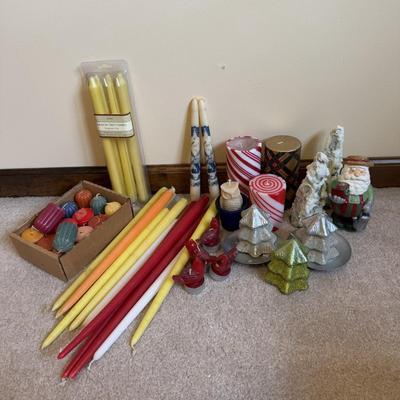 LOT 37B: Collection of Candlesticks & Candles - Williamsburg Stieff Pewter, Baldwin, Brass, Poole Pewter, Silver Plate & More