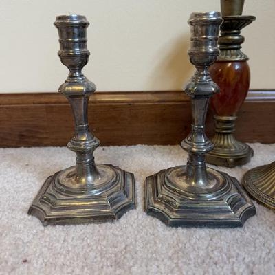 LOT 37B: Collection of Candlesticks & Candles - Williamsburg Stieff Pewter, Baldwin, Brass, Poole Pewter, Silver Plate & More