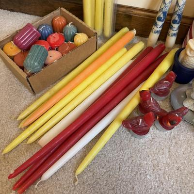 LOT 37B: Collection of Candlesticks & Candles - Williamsburg Stieff Pewter, Baldwin, Brass, Poole Pewter, Silver Plate & More