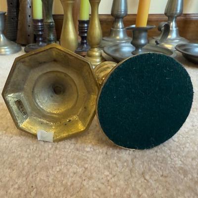 LOT 37B: Collection of Candlesticks & Candles - Williamsburg Stieff Pewter, Baldwin, Brass, Poole Pewter, Silver Plate & More