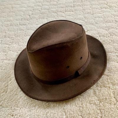 LOT 42 M: R.E.I. Green Cotton Canvas Size Small & Brown Suede Leather Size Medium Safari Style Hats
