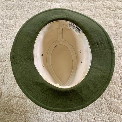 LOT 42 M: R.E.I. Green Cotton Canvas Size Small & Brown Suede Leather Size Medium Safari Style Hats