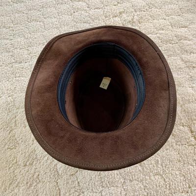 LOT 42 M: R.E.I. Green Cotton Canvas Size Small & Brown Suede Leather Size Medium Safari Style Hats