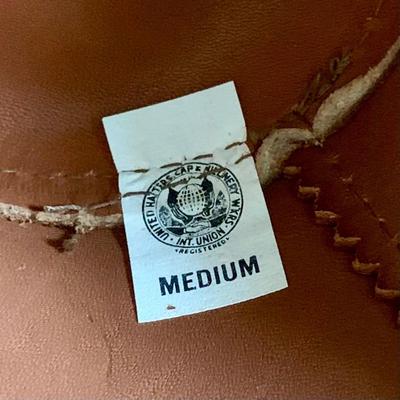 LOT 43 M: National Geographic Tan Cotton Canvas Safari Style Hat Size Medium & Henschel Brown Suede Leather Size Medium Cowboy Hat w/...