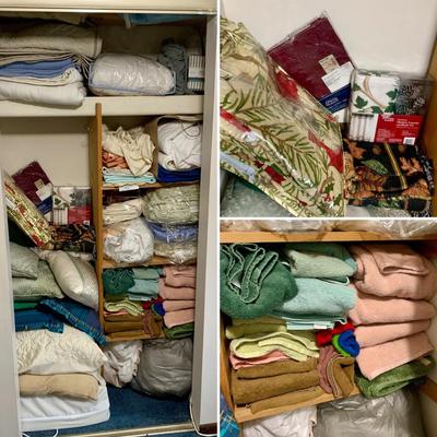 LOT 45 Z: Closet Clear Out! Bedsheets, Towels, Pillows, & More