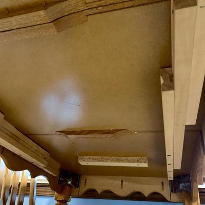 LOT 48 D: Dinaire Tile Top w/ Floral Accents Oak Wood Table & 6 Dining Chairs