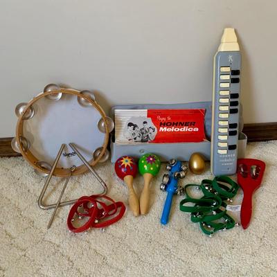 LOT 51 M: Kids Musical Instrument Collection: Hohner Melodica, Tambourine, Maracas, & More