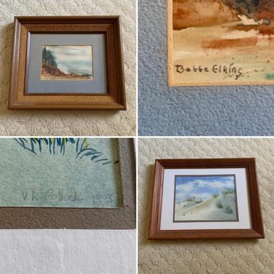 LOT 53 M: Framed & Signed Watercolor Paintings by Bette Elking & V. H. Pollock