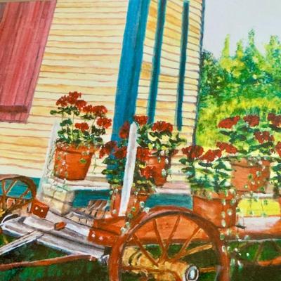 LOT 54 M: Signed Print "The Antique Wagon" by Pat Wenzel July 2012