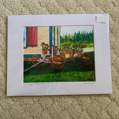 LOT 54 M: Signed Print "The Antique Wagon" by Pat Wenzel July 2012