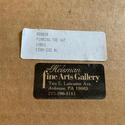 LOT 56 M: Framed & Signed Etching "Pinning The Hat" by Pierre Auguste Renoir