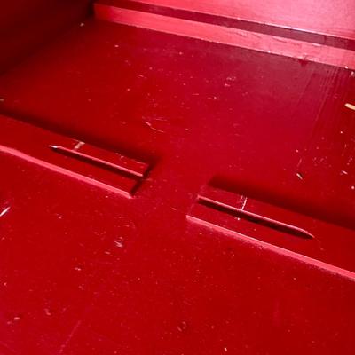 LOT 57 M: Hand Painted Cupboard / Storage Box w/ Wheels