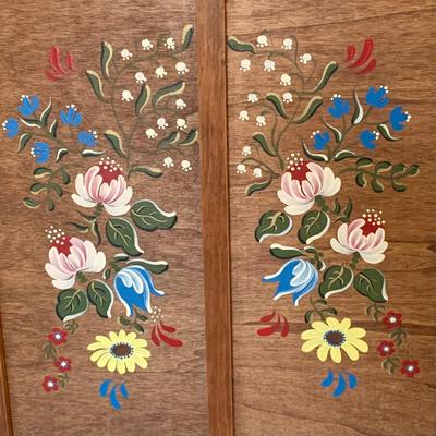 LOT 57 M: Hand Painted Cupboard / Storage Box w/ Wheels