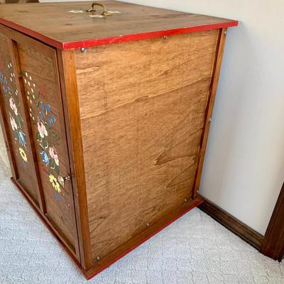 LOT 57 M: Hand Painted Cupboard / Storage Box w/ Wheels