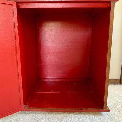 LOT 57 M: Hand Painted Cupboard / Storage Box w/ Wheels