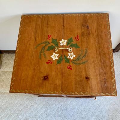 LOT 57 M: Hand Painted Cupboard / Storage Box w/ Wheels