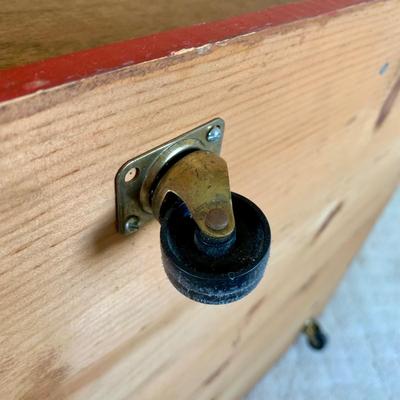 LOT 57 M: Hand Painted Cupboard / Storage Box w/ Wheels