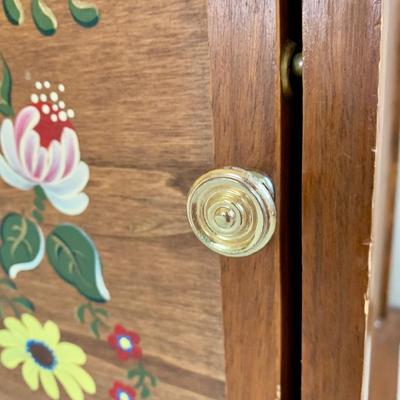 LOT 57 M: Hand Painted Cupboard / Storage Box w/ Wheels