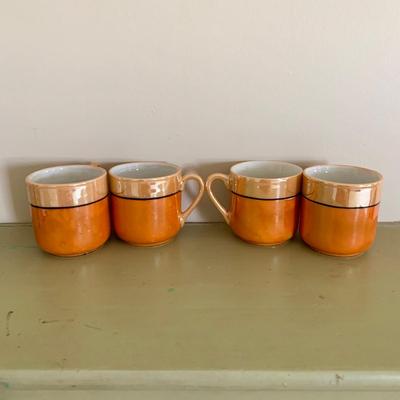 LOT 58 M: Vintage Miniature Japanese Made Lusterware Collection: Tea set & Kitchen Canister Set