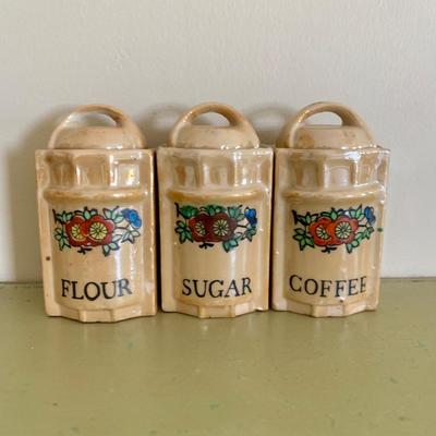 LOT 58 M: Vintage Miniature Japanese Made Lusterware Collection: Tea set & Kitchen Canister Set