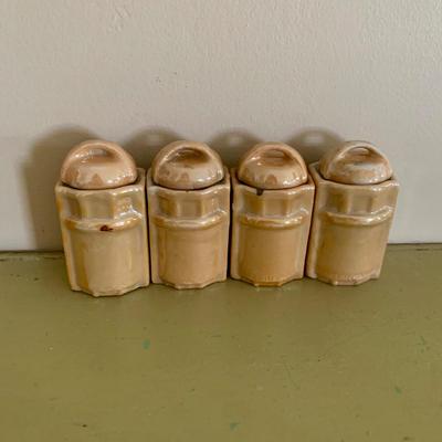 LOT 58 M: Vintage Miniature Japanese Made Lusterware Collection: Tea set & Kitchen Canister Set