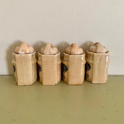 LOT 58 M: Vintage Miniature Japanese Made Lusterware Collection: Tea set & Kitchen Canister Set