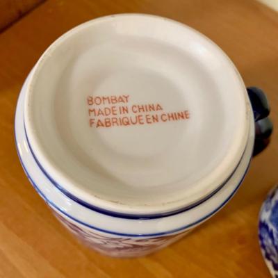 LOT 59 K: Bombay Blue & White China Set: Florals & Dragons 18 pieces