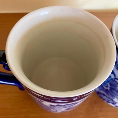 LOT 59 K: Bombay Blue & White China Set: Florals & Dragons 18 pieces