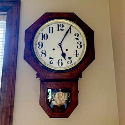 LOT 61 M: Signed Regulator Wall Clock by Geo. F. Rightmire