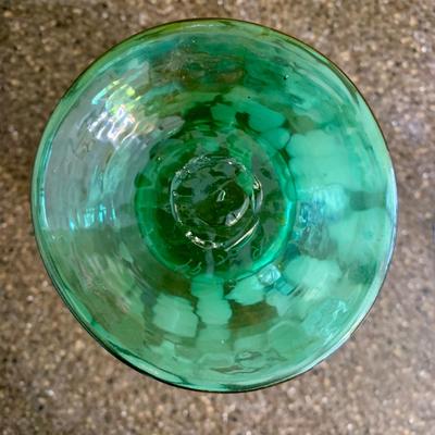 LOT 64 K: Signed Hand Blown Ruffled Rim Aqua & White Marbled Vase, Pasabahce Turkish Cobalt Blue Swirl Hand Blown Glass Footed Bowl,...