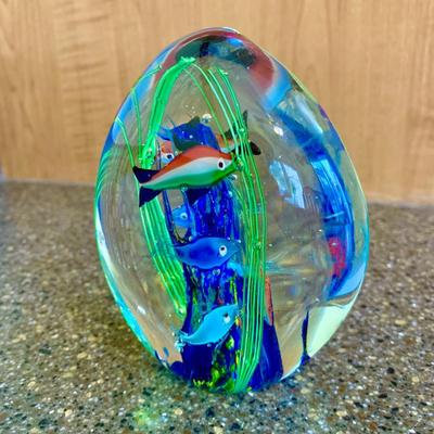 LOT 64 K: Signed Hand Blown Ruffled Rim Aqua & White Marbled Vase, Pasabahce Turkish Cobalt Blue Swirl Hand Blown Glass Footed Bowl,...