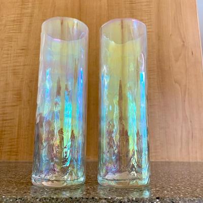 LOT 65 K: Gorgeous 1960's Iridescent Hi-ball & Martini Glasses