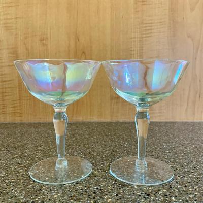 LOT 65 K: Gorgeous 1960's Iridescent Hi-ball & Martini Glasses