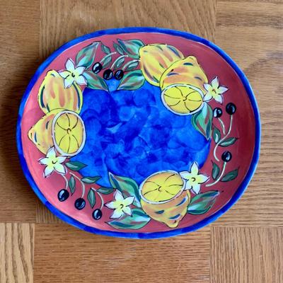 LOT 68 K & L: Yellow & Blue Fruit Collector Plate Home Decor Collection