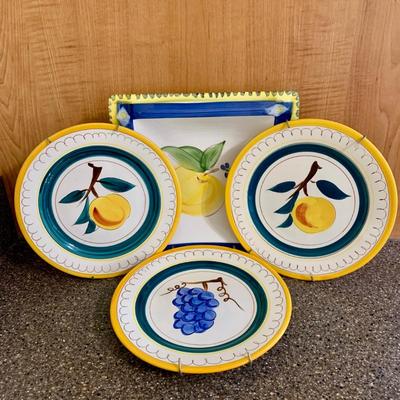 LOT 68 K & L: Yellow & Blue Fruit Collector Plate Home Decor Collection