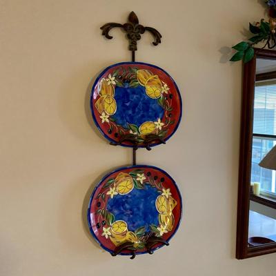 LOT 68 K & L: Yellow & Blue Fruit Collector Plate Home Decor Collection