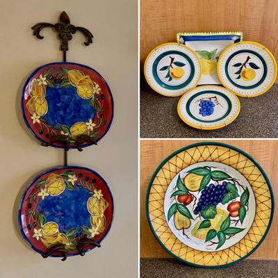 LOT 68 K & L: Yellow & Blue Fruit Collector Plate Home Decor Collection