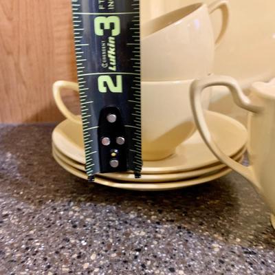 LOT 75 K: Goldendawn Johnson Bros. English Pale Yellow China Set & Ceramic Fruit Kitchenware