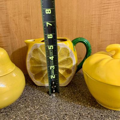 LOT 75 K: Goldendawn Johnson Bros. English Pale Yellow China Set & Ceramic Fruit Kitchenware