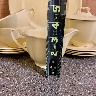 LOT 75 K: Goldendawn Johnson Bros. English Pale Yellow China Set & Ceramic Fruit Kitchenware