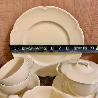 LOT 75 K: Goldendawn Johnson Bros. English Pale Yellow China Set & Ceramic Fruit Kitchenware