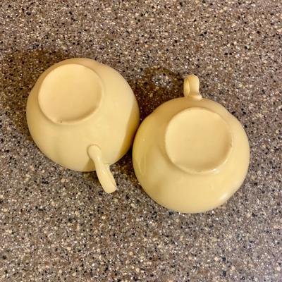 LOT 75 K: Goldendawn Johnson Bros. English Pale Yellow China Set & Ceramic Fruit Kitchenware