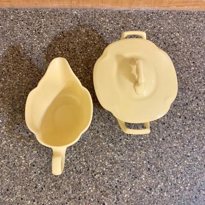 LOT 75 K: Goldendawn Johnson Bros. English Pale Yellow China Set & Ceramic Fruit Kitchenware