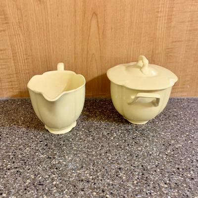 LOT 75 K: Goldendawn Johnson Bros. English Pale Yellow China Set & Ceramic Fruit Kitchenware