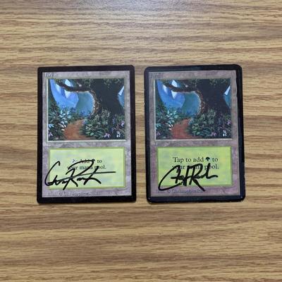 LOT 76 C: Magic The Gathering: Signed by Illustrator Christopher Rush Beta Forest Land Cards