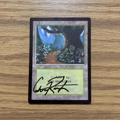 LOT 76 C: Magic The Gathering: Signed by Illustrator Christopher Rush Beta Forest Land Cards