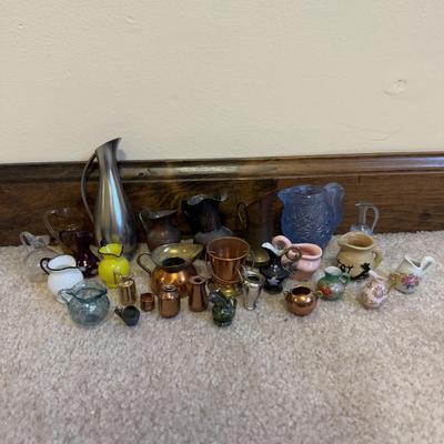 LOT 106B: Collection of Mini Pitchers - Glass, Cooper & More