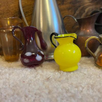 LOT 106B: Collection of Mini Pitchers - Glass, Cooper & More