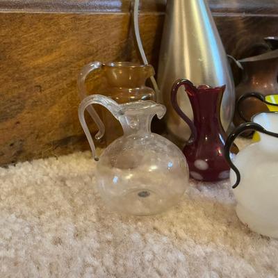 LOT 106B: Collection of Mini Pitchers - Glass, Cooper & More